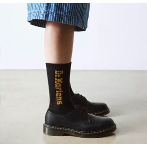Dr Martens Vertical Logo Socks Black Yellow Small Medium Ankle Crew Socks New